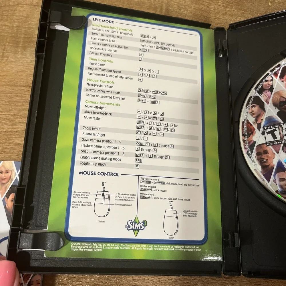 Sims 3 PC Mac 2009 EA Video Game Complete Disc Manual Inserts Registration Code